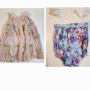 Baby's girl Clothes bundle of two pieces Dress and  Jumpsuit 9/12M